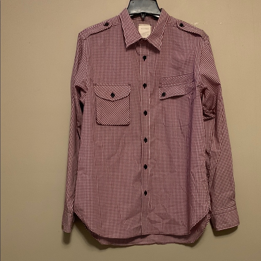 Billy Reid Men’s Plaid Check Hutcheson Sporty Button Up 2-Pockets Large Shirt